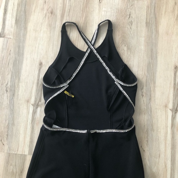 Vintage 90s Algo Black Backless Rhinestone Maxi Dress - Picture 11 of 13